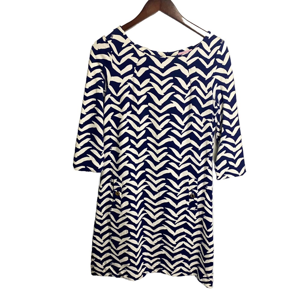 Lilly Pulitzer Womens Charlene Got Lucky Bird Seagull Chevron Sheath Dress M